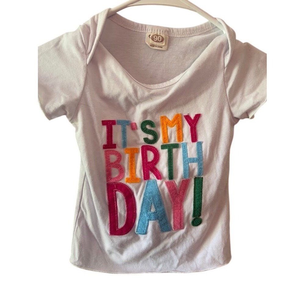Unbranded Kids It's My Birthday Graphic Tee White Size 90 Short Sleeve‎ Shirt